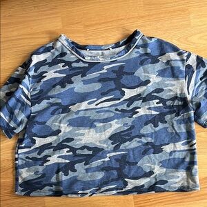 Vintage Havana Blue and Gray Camouflage Short Sleeve Tee